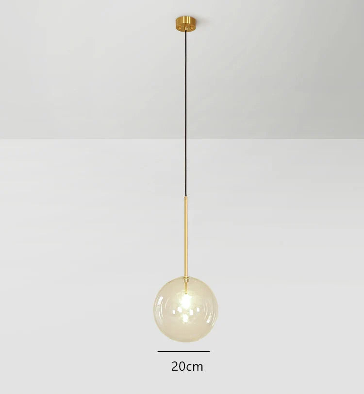 Suspension boule verre design nordique moderne décoratif loft LED