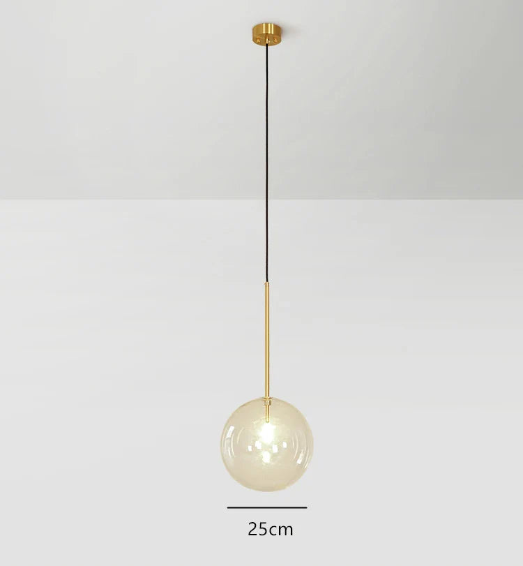 Suspension boule verre design nordique moderne décoratif loft LED