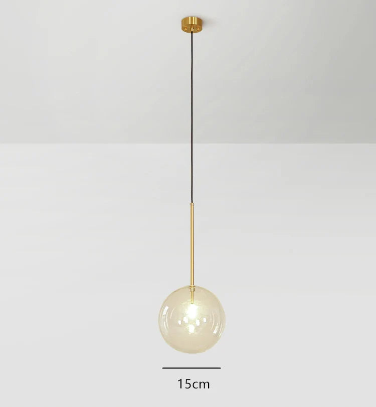 Suspension boule verre design nordique moderne décoratif loft LED